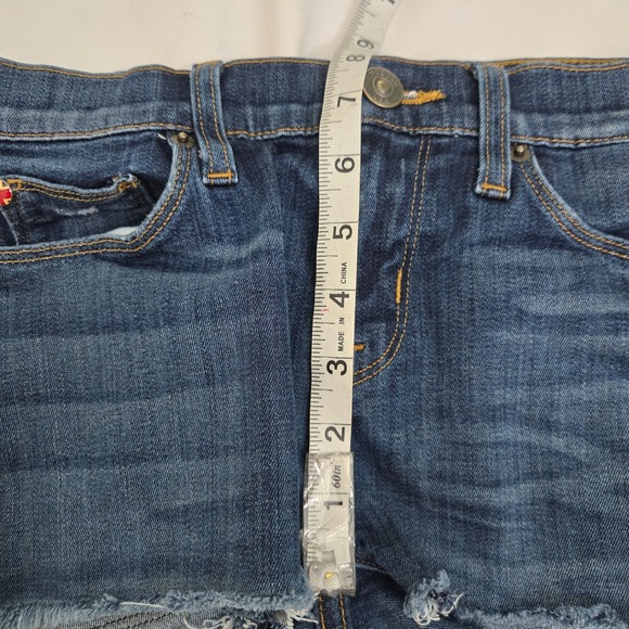 Hudson Colette Midrise Skinny Denim Jean Shorts Womens 26 Dark Wash Distressed - Picture 9 of 12